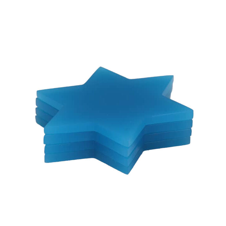 Resin Blue Swirl Star of David Coasters 4pk