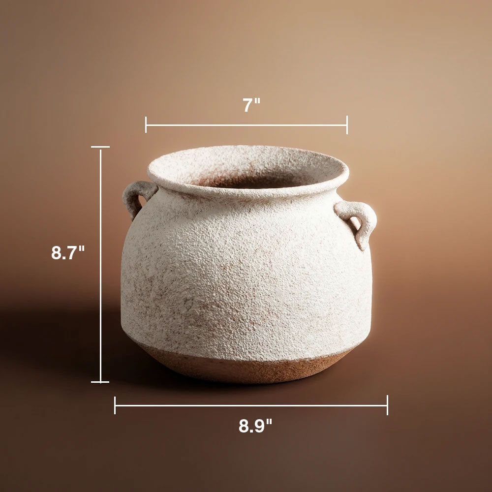 Short Porcelain Vase with Small Handle Design
