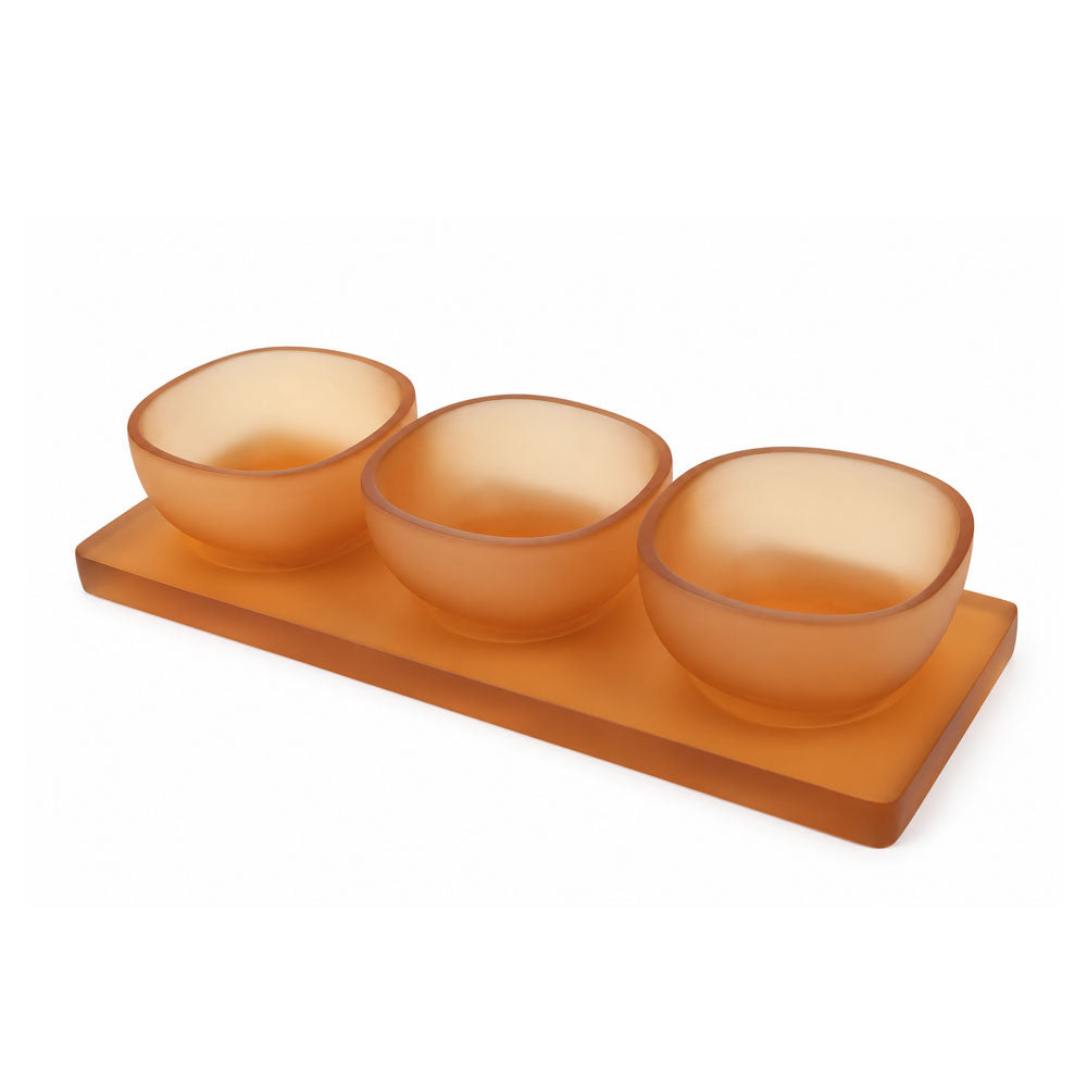 Resin Amber Dip Bowls and Tray