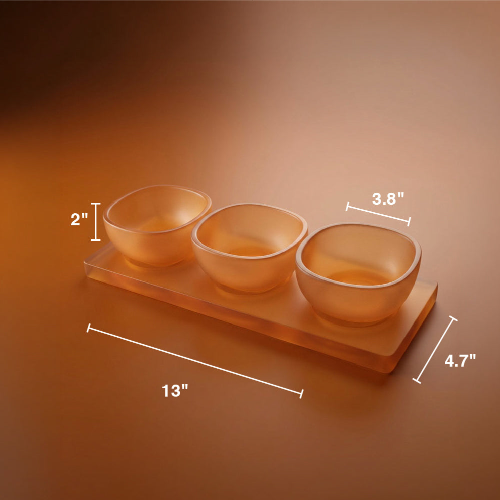 Resin Amber Dip Bowls and Tray