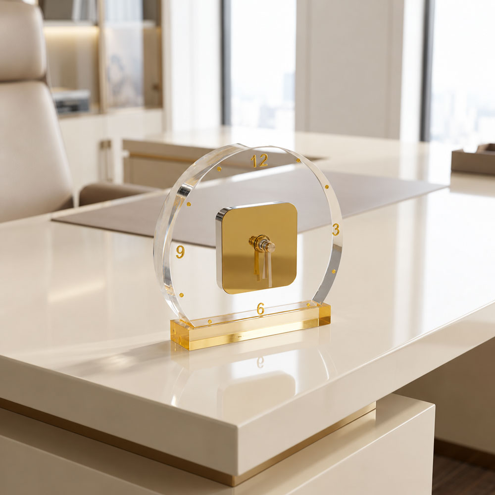Lucite Desk Clock
