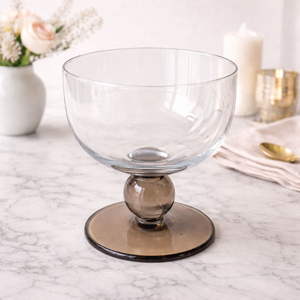 Deep Glass Dessert Bowl on Pedestal 4pk