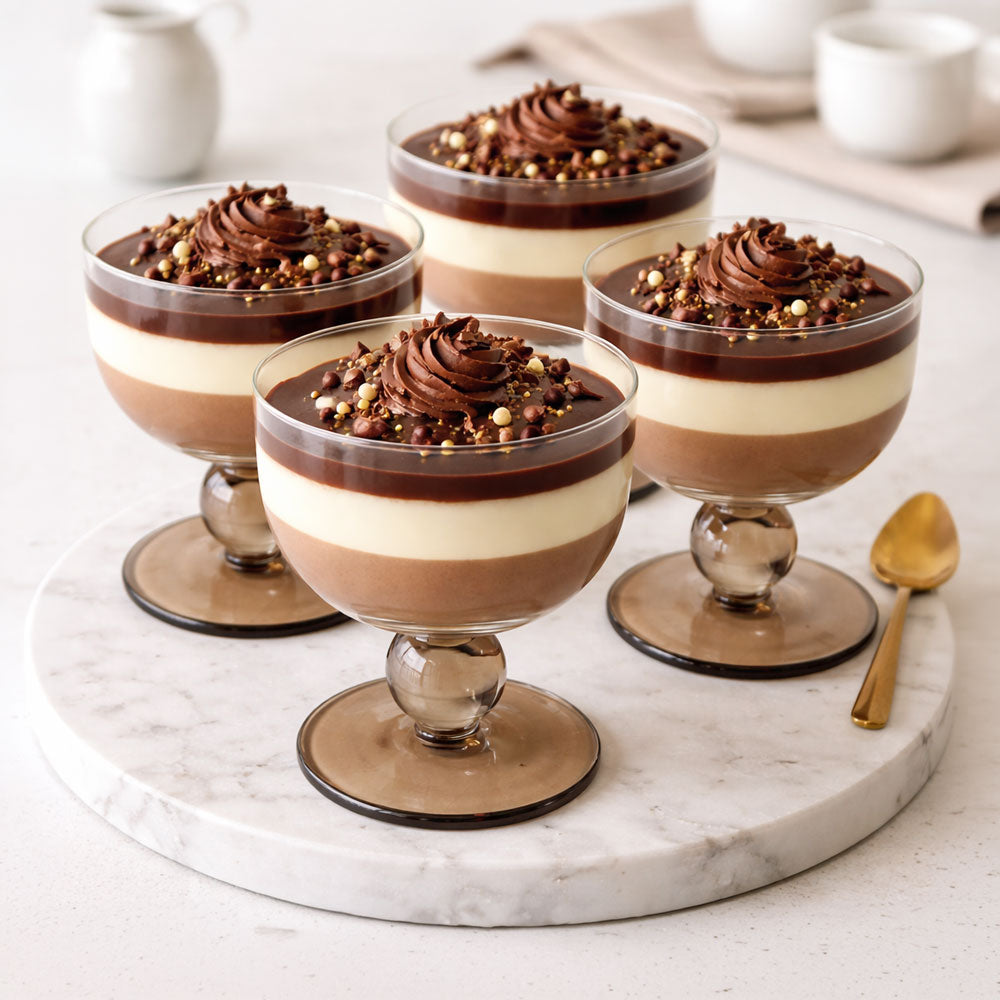 Deep Glass Dessert Bowl on Pedestal 4pk