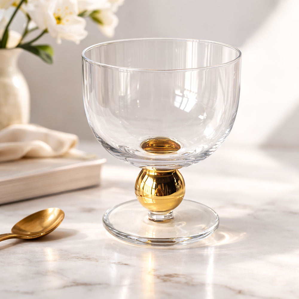 Deep Glass Dessert Bowl on Pedestal 4pk