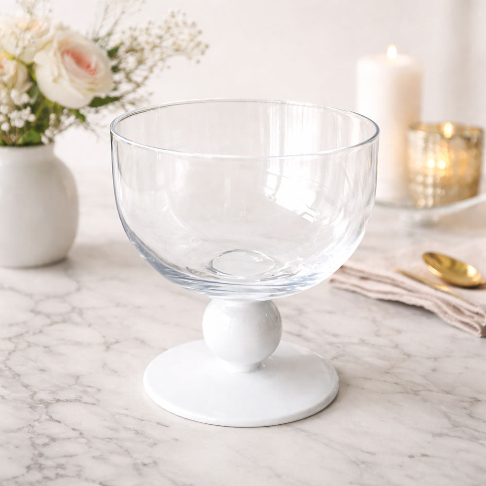 Deep Glass Dessert Bowl on Pedestal 4pk