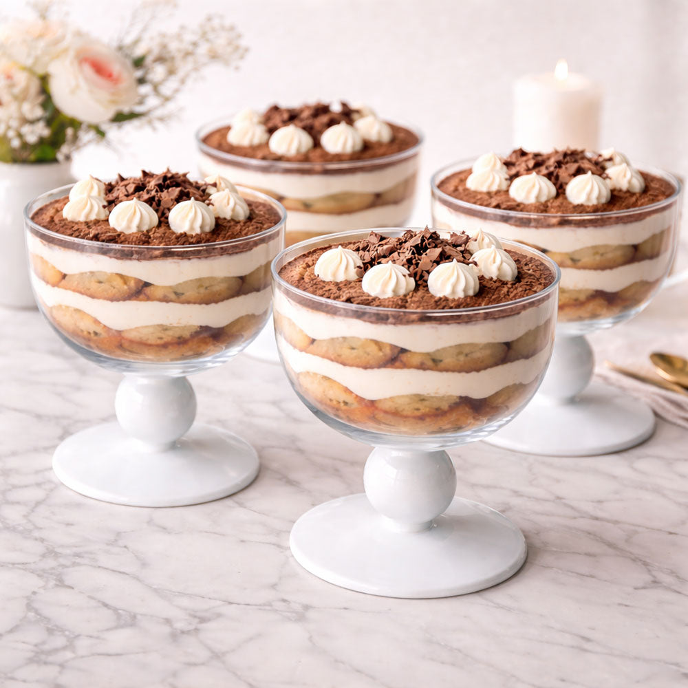 Deep Glass Dessert Bowl on Pedestal 4pk