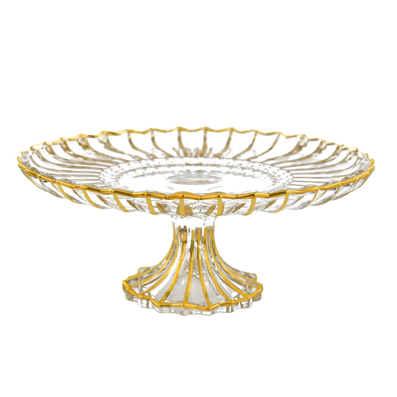 Gold Stained Glass Fluted Cake Stand