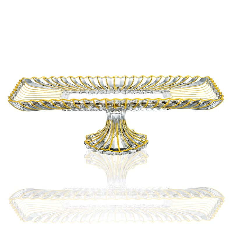 Gold Stained Glass Fluted Rectangular Cake Stand