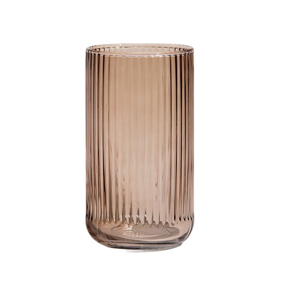 Amber Ribbed Highball Glasses 6pk