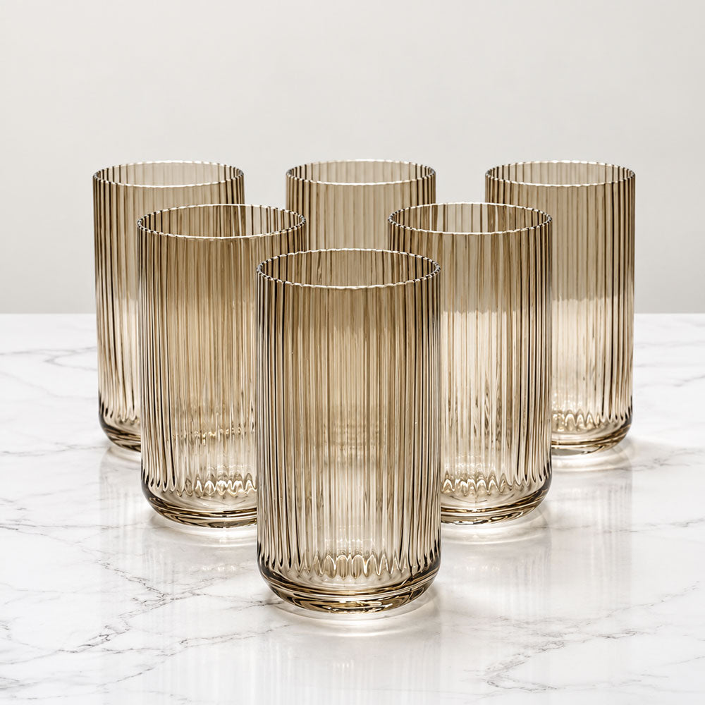 Ribbed Highball Glasses 6pk