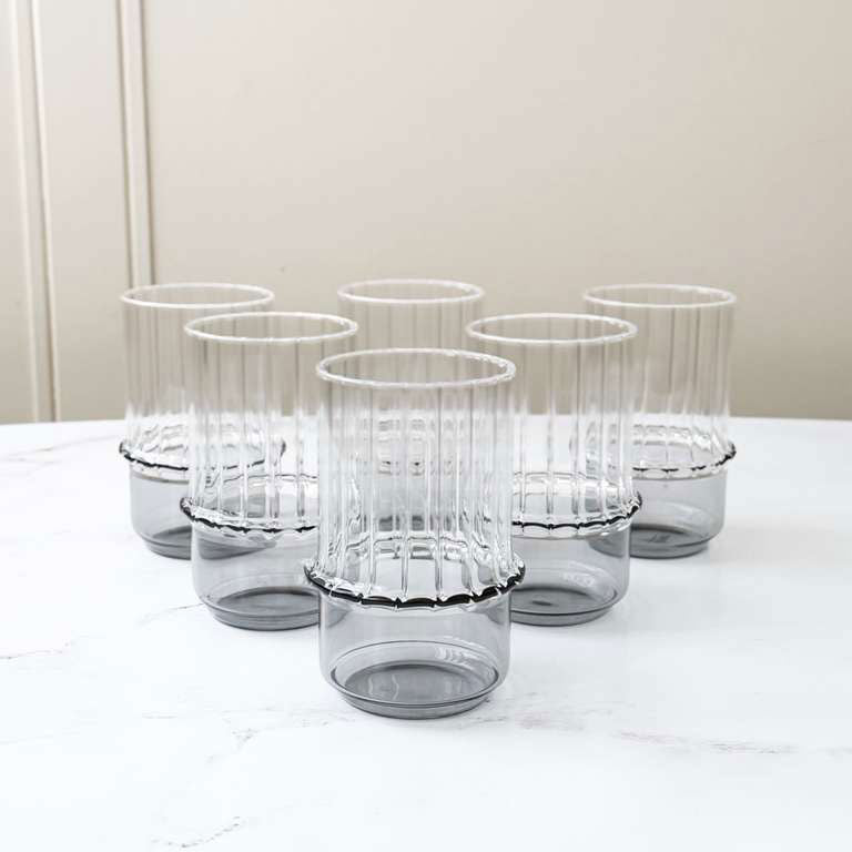 Colored Base & Ribbed Highball Glasses 6pk