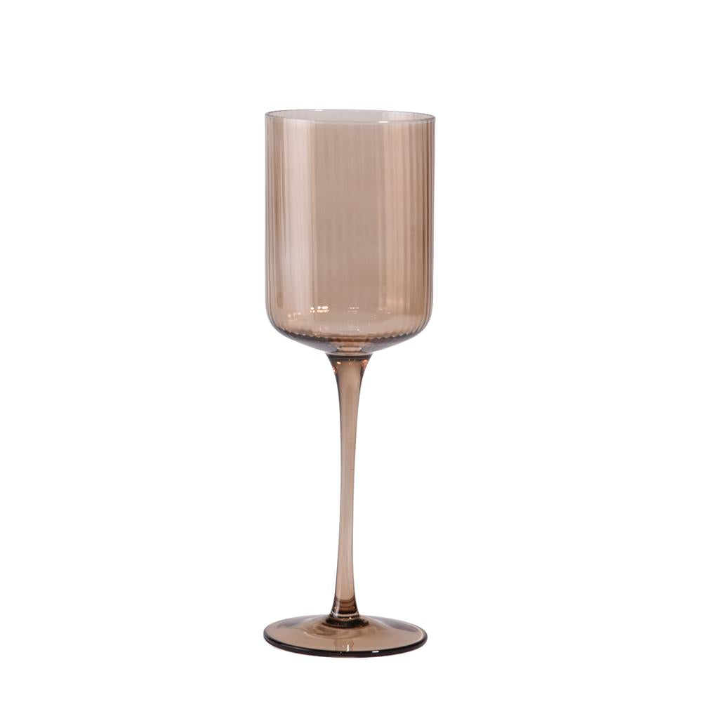 Amber Ribbed Stem Wine Glasses 6pk