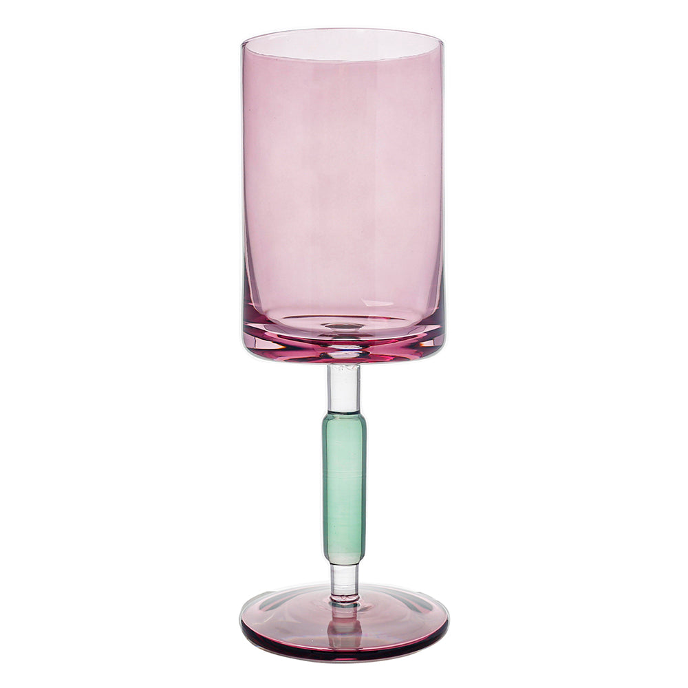 Purple & Green Stem Wine Glasses 6pk