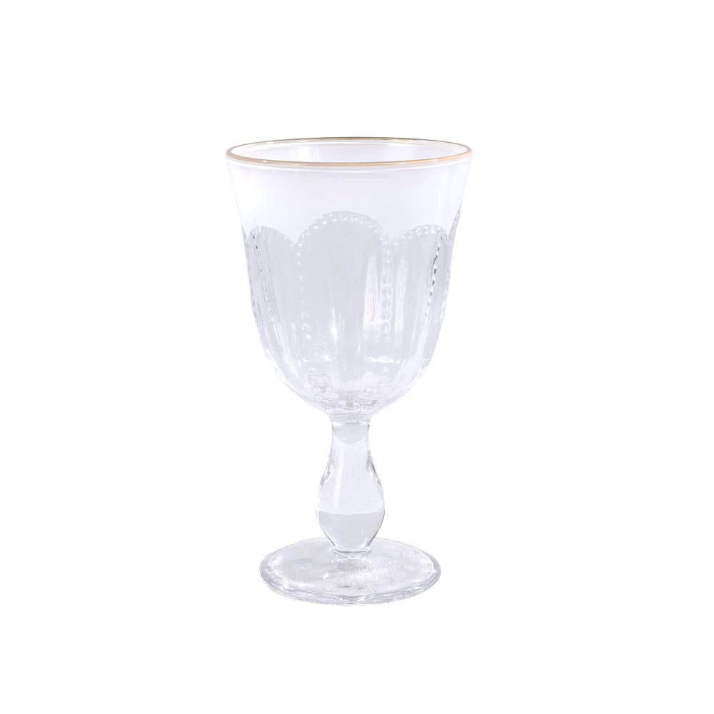 Textured Stem Wine Glasses with Gold Rim 6pk