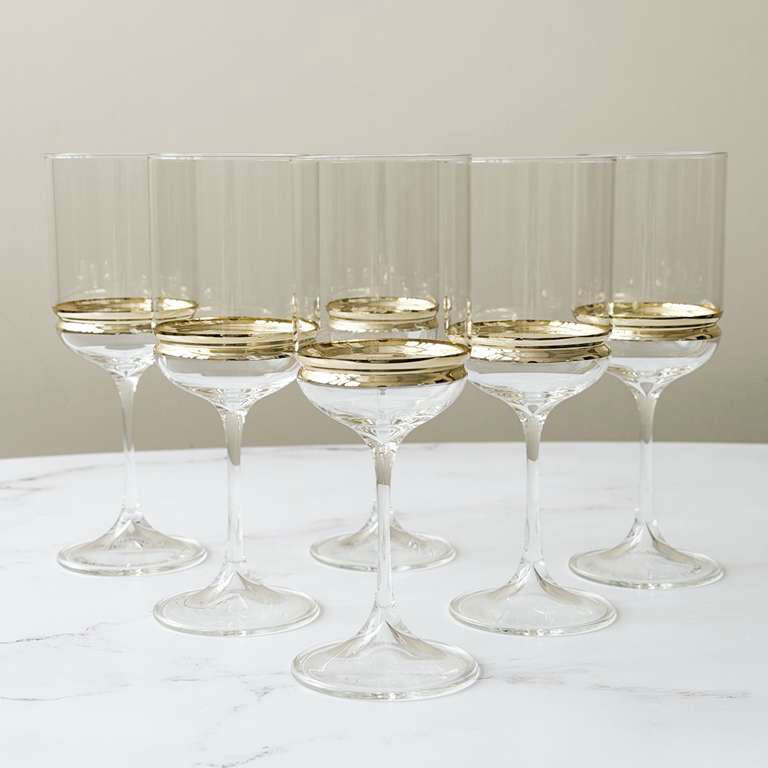 Stem Wine Glasses with Band 6pk