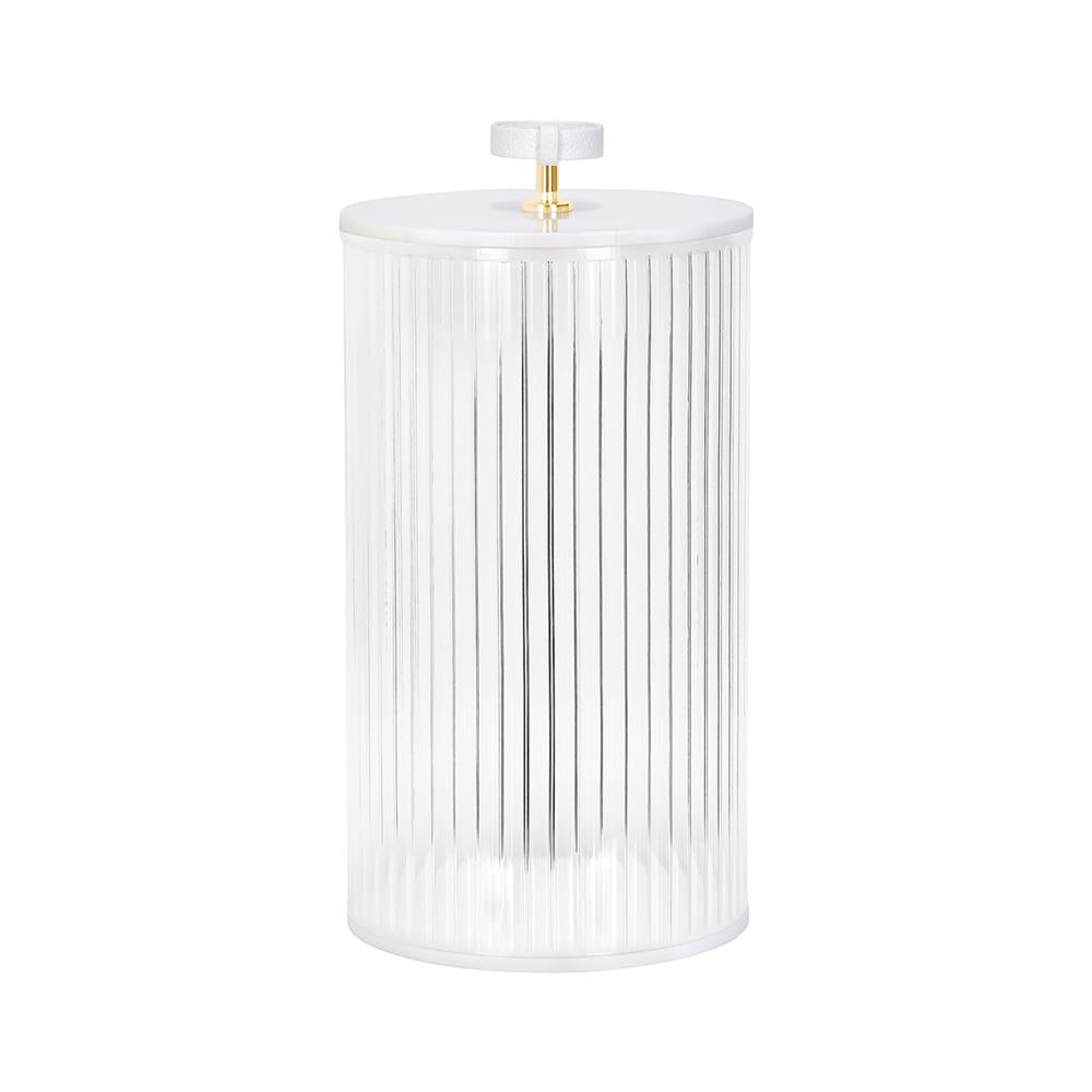 Corrugated Lucite Cookie Jar with Leatherette Handle
