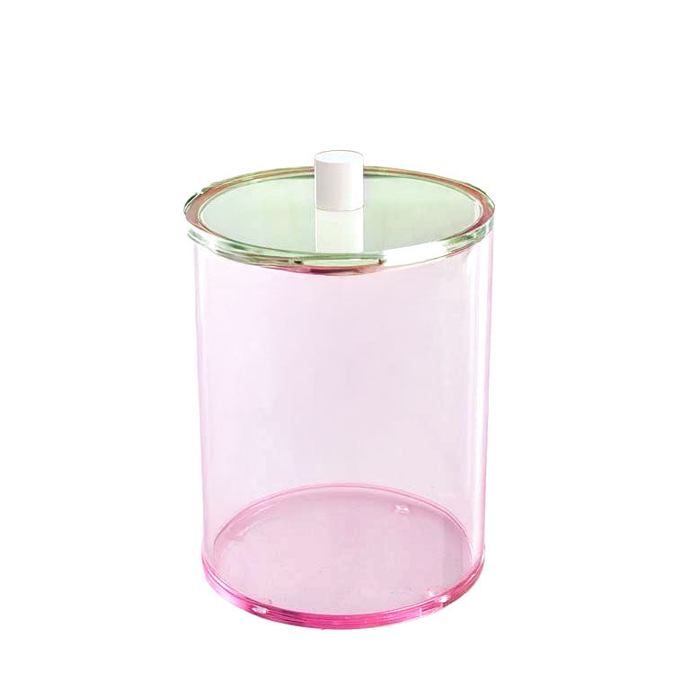 Pink Lucite Cookie Jar with Green Lid