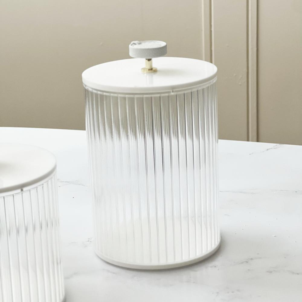 Corrugated Lucite Cookie Jar with Leatherette Handle