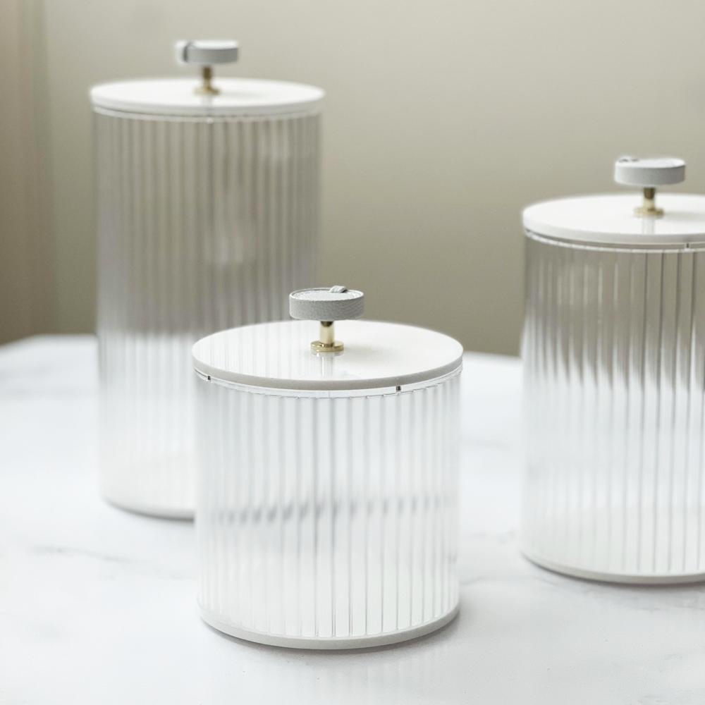 Corrugated Lucite Cookie Jar with Leatherette Handle