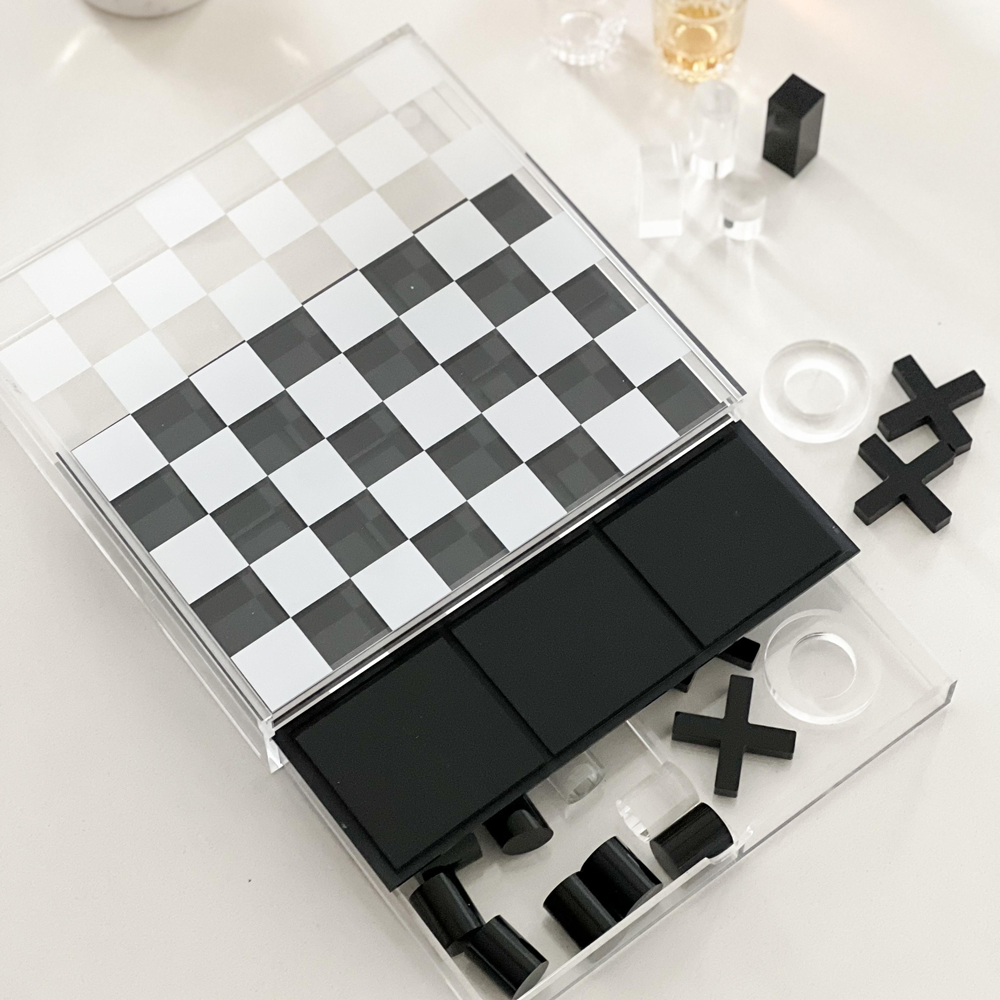 Lucite Tic Tac Toe & Chess Game