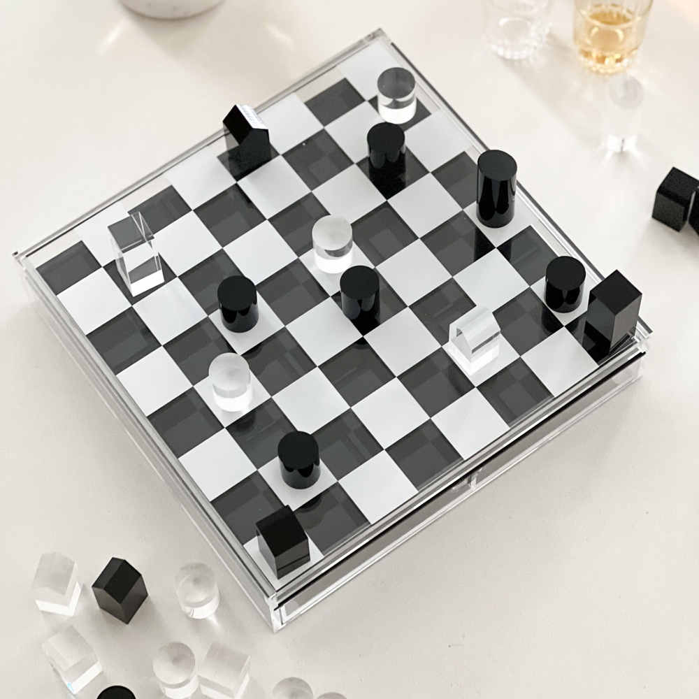 Lucite Tic Tac Toe & Chess Game