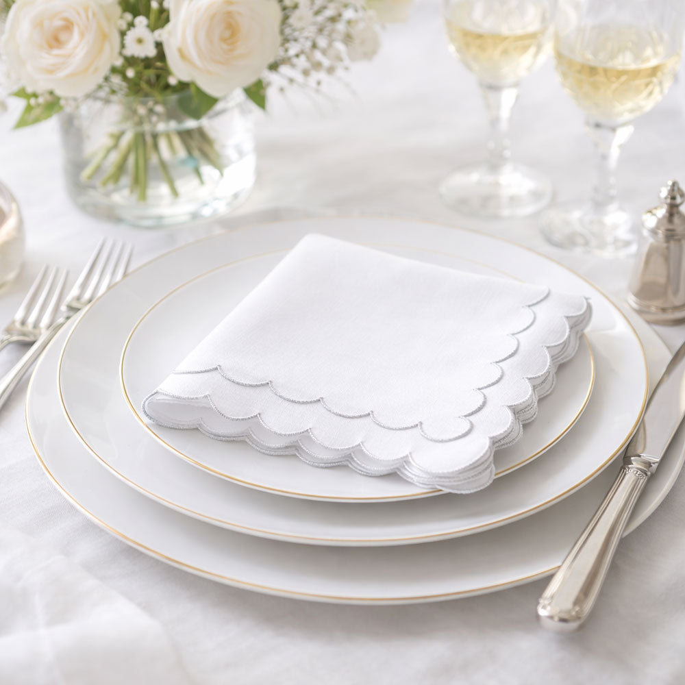 Whisper Weave Scalloped Edge Napkins 6pk