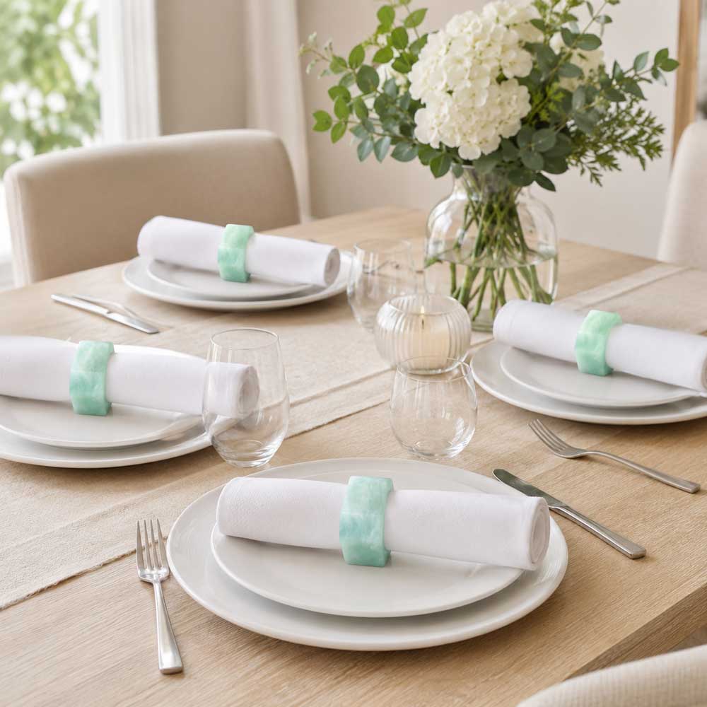 Resin Sage Series Napkin Rings 4pk