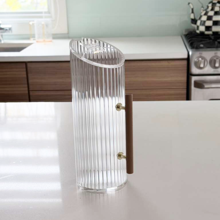 Corrugated Lucite Pitcher with Leatherette Handle