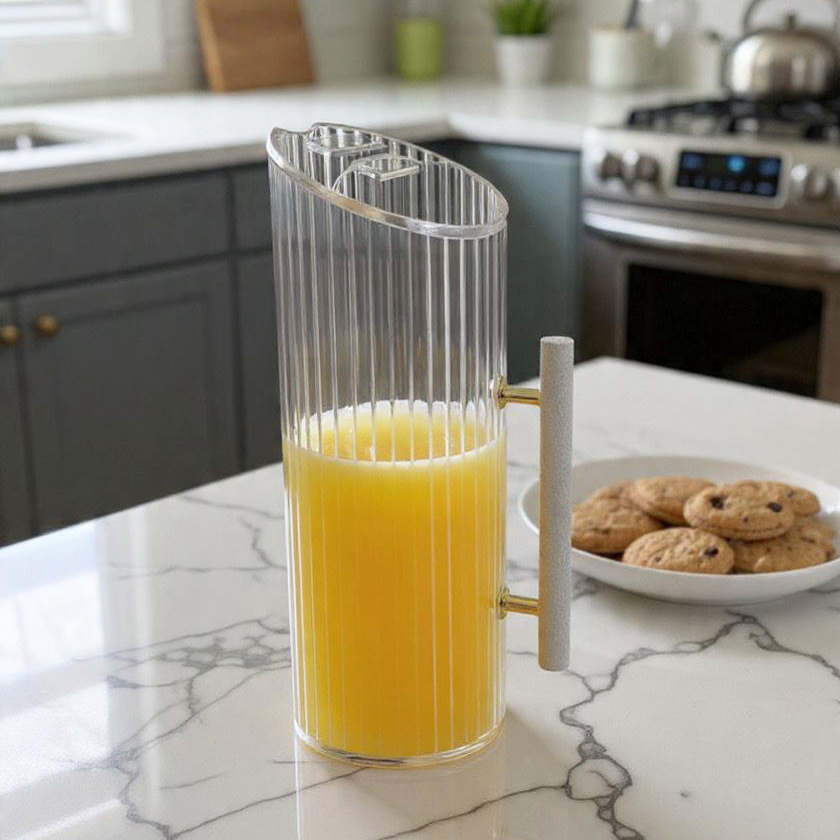 Corrugated Lucite Pitcher with Leatherette Handle