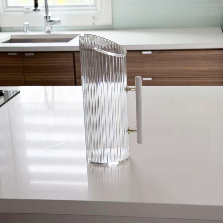 Corrugated Lucite Pitcher with Leatherette Handle