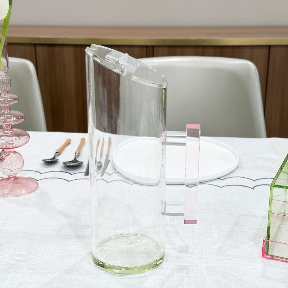 Green Lucite Pitcher with Pink Handle