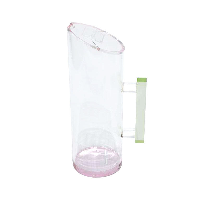 Pink Lucite Pitcher with Green Handle