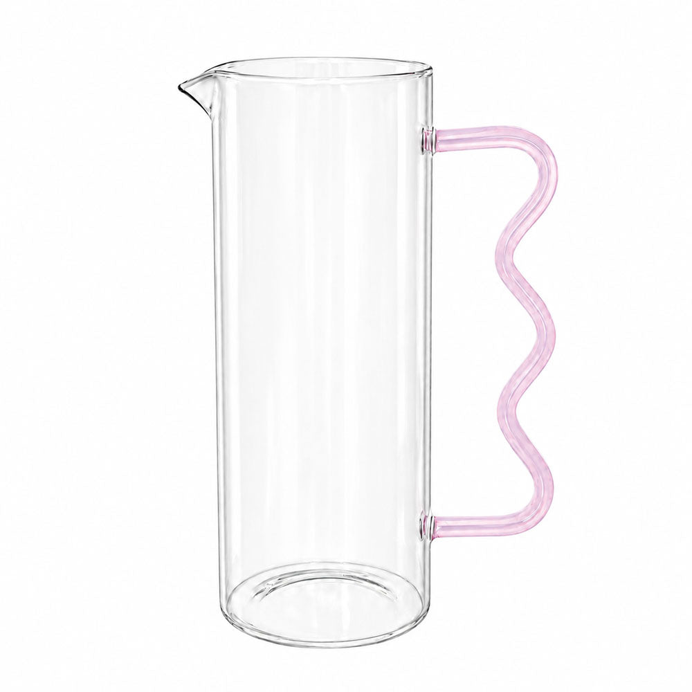 Glass Pitcher with Colored Wavy Handle