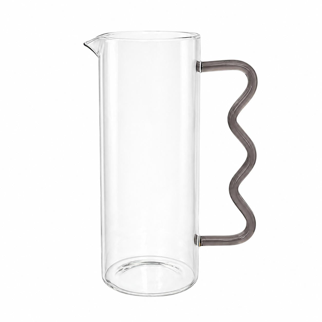 Glass Pitcher with Colored Wavy Handle