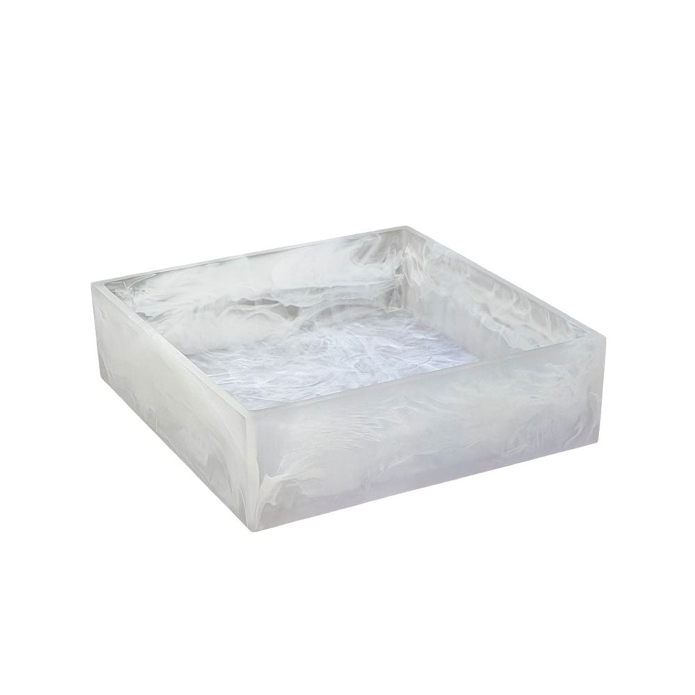 Resin White Swirl Square Salad Bowl