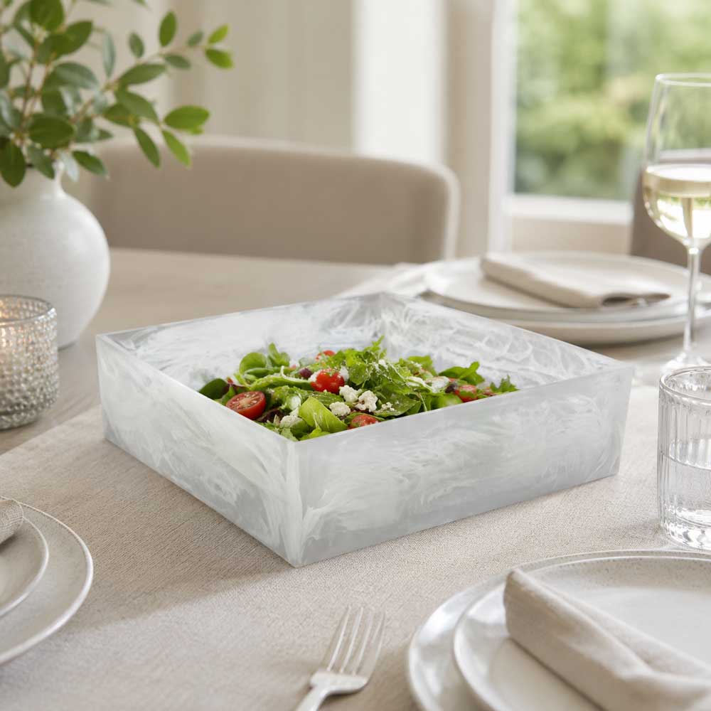 Resin Snow Drift Square Salad Bowl