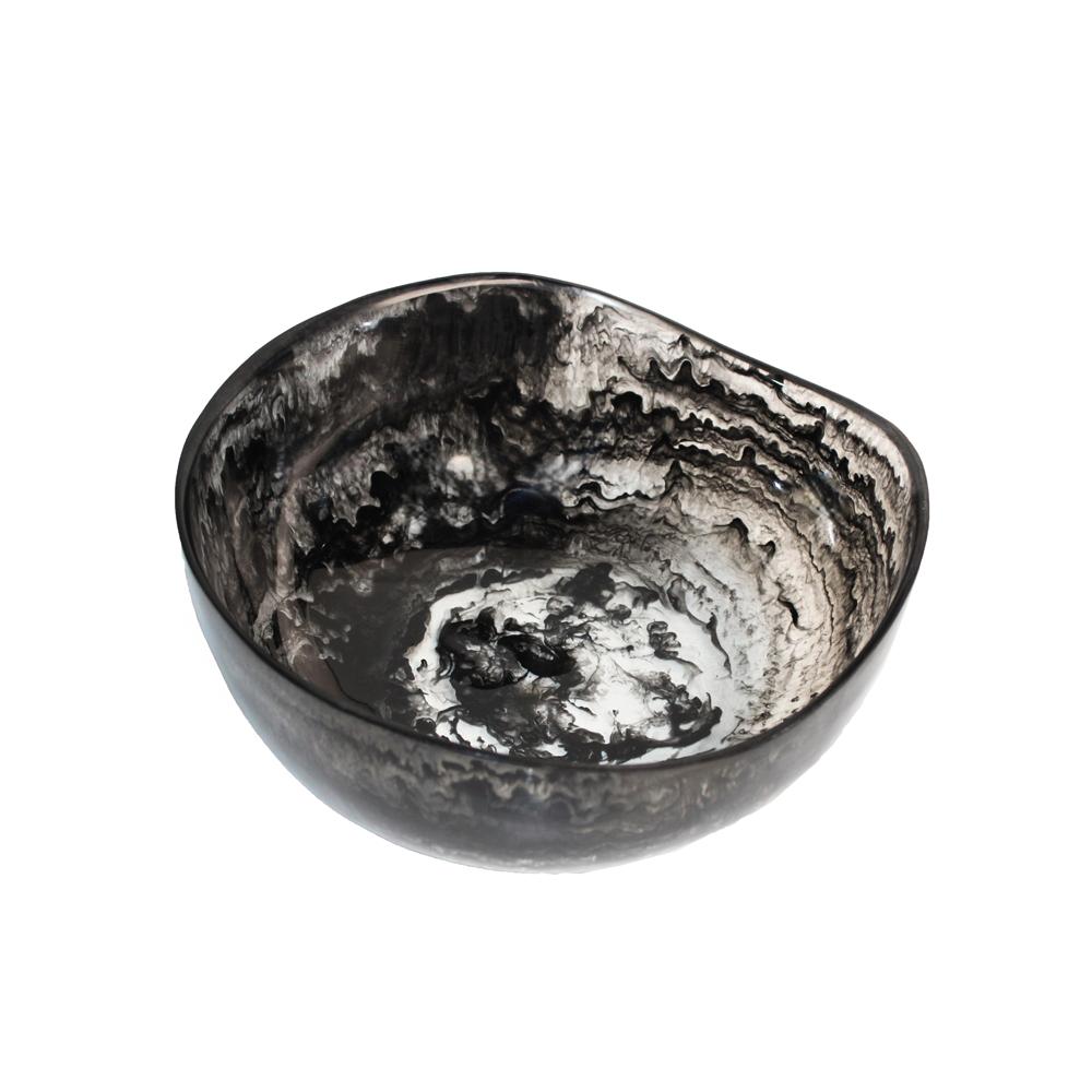 Resin Black Swirl Oval  Salad Bowl