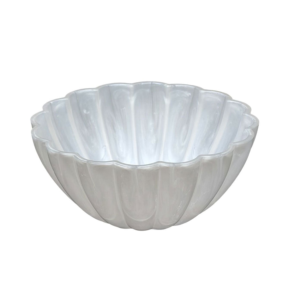Resin White Pearl Fluted Salad Bowls