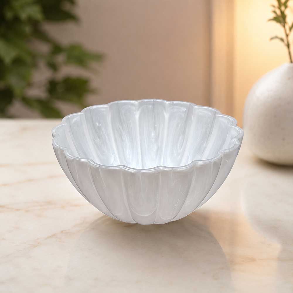 Resin Pearl Whisper Fluted Salad Bowl