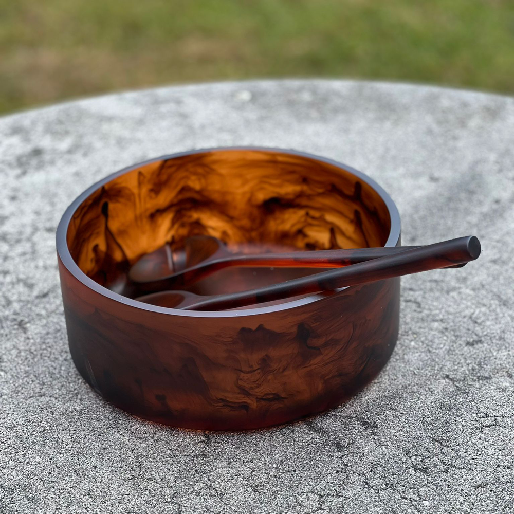 Resin Brown Swirl Salad Bowl Small