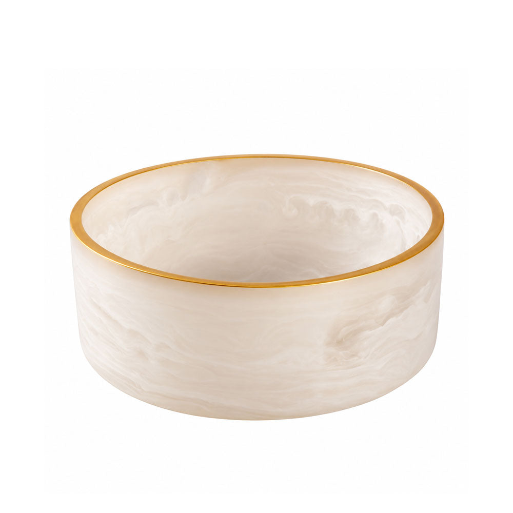 Resin Snow Drift Salad Bowl with Gold Trim
