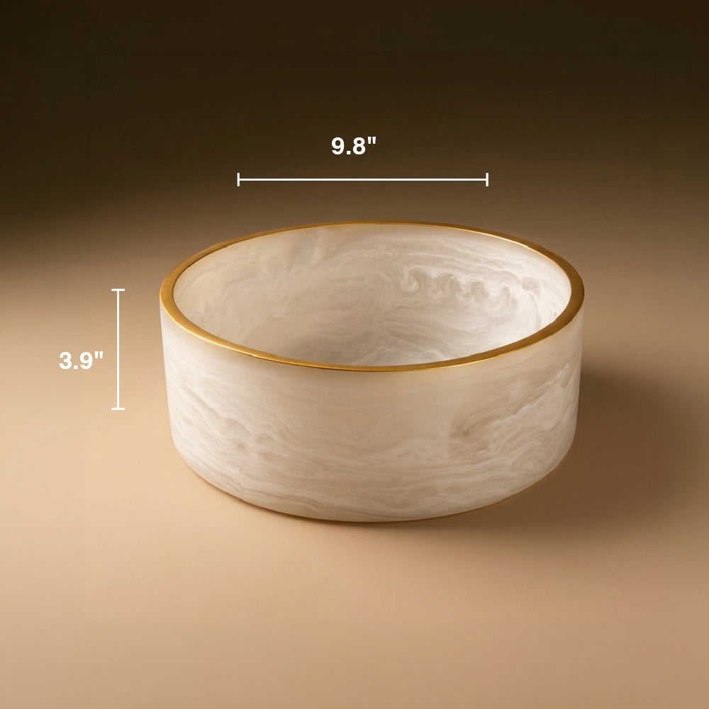 Resin Snow Drift Salad Bowl with Gold Trim