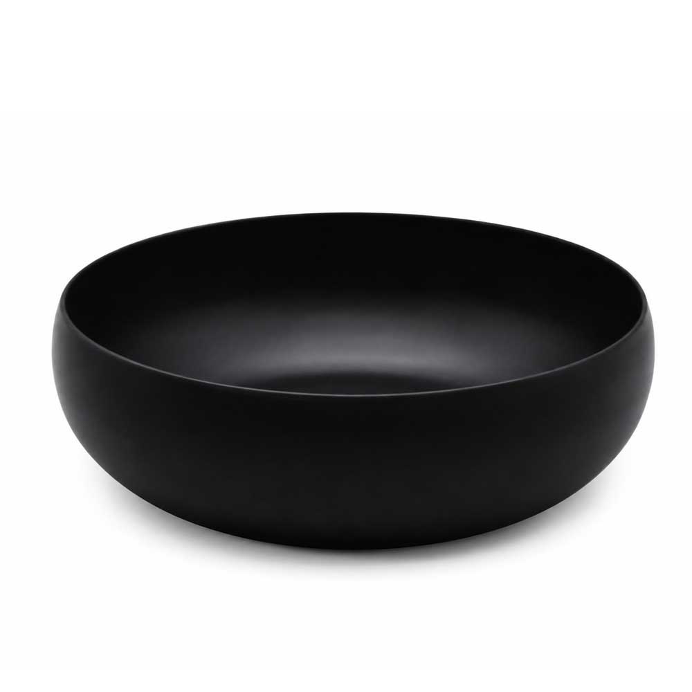 Matte Black Stainless Steel Round Salad Bowl