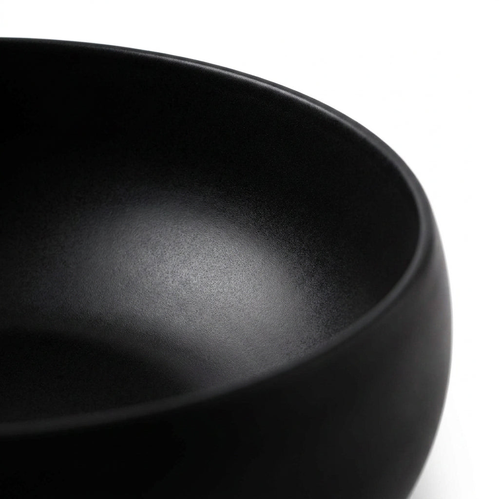 Matte Black Stainless Steel Round Salad Bowl