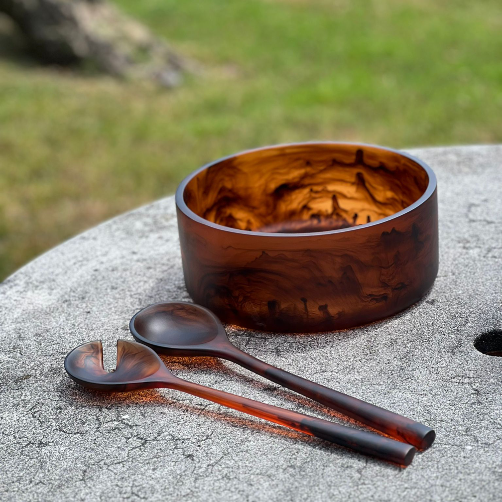 Resin Brown Swirl Salad Bowl Small