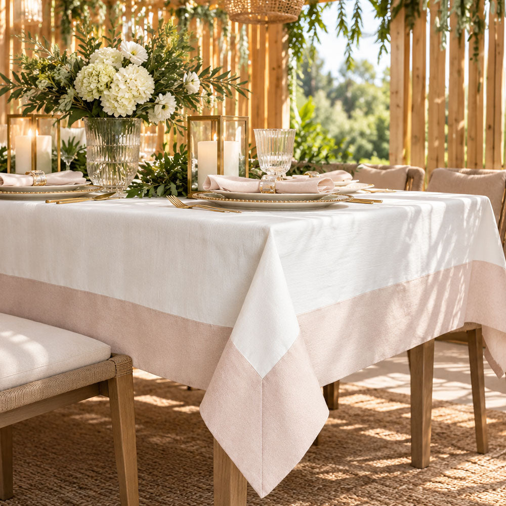 Shimmer Weave Tablecloth with Beige Edging Tablecloth