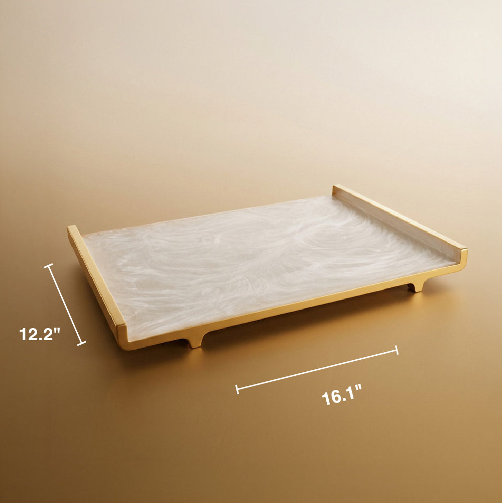 Resin Snow Drift Tray with Gold Rim
