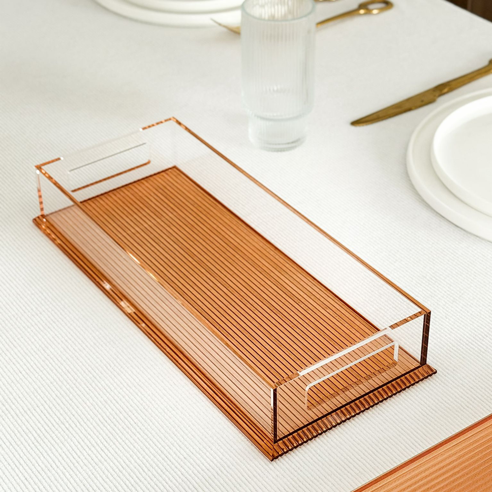 Amber Corrugated Slim Lucite Tray