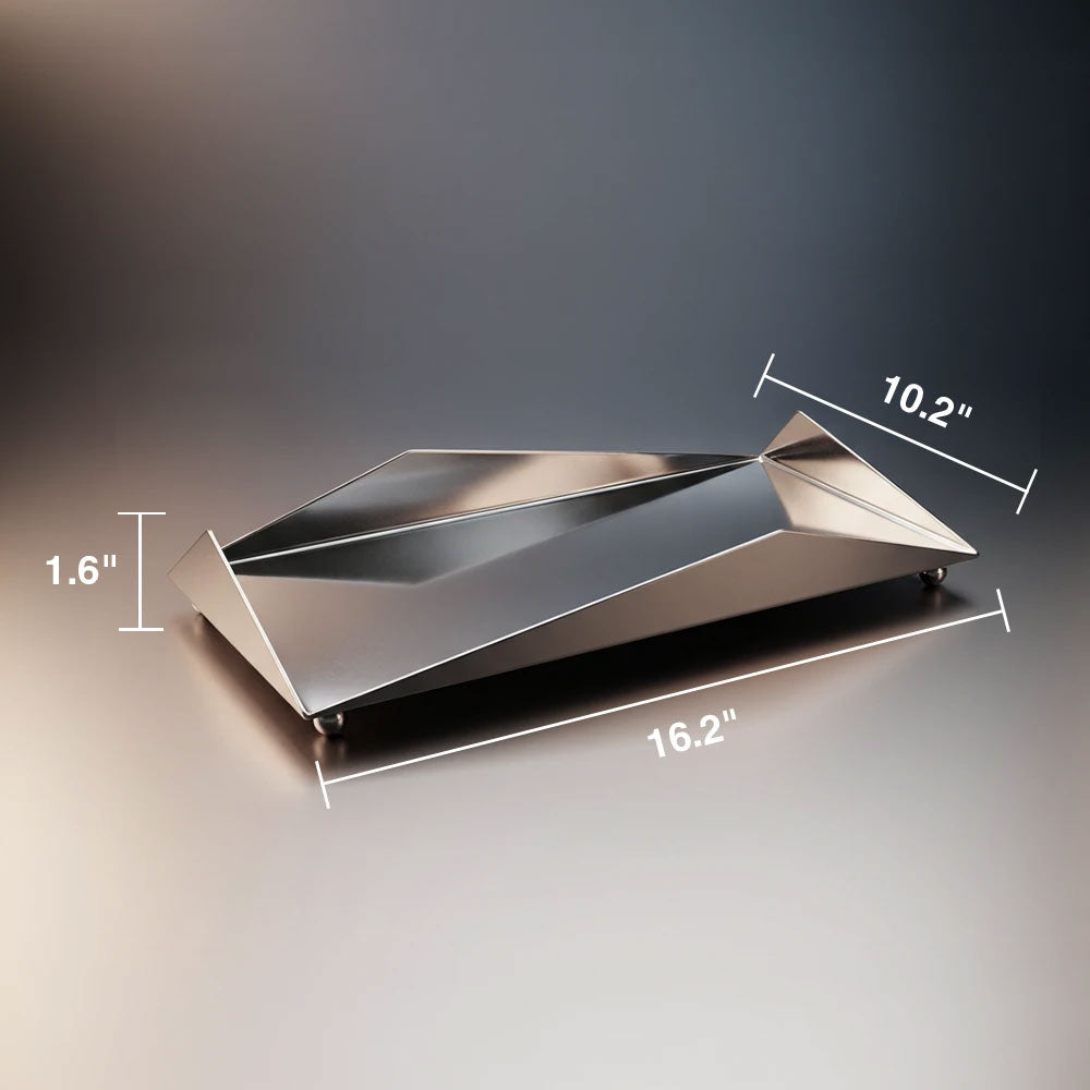 Sleek Geometric Stainless Steel Tray
