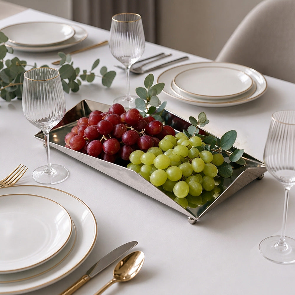 Sleek Geometric Stainless Steel Tray